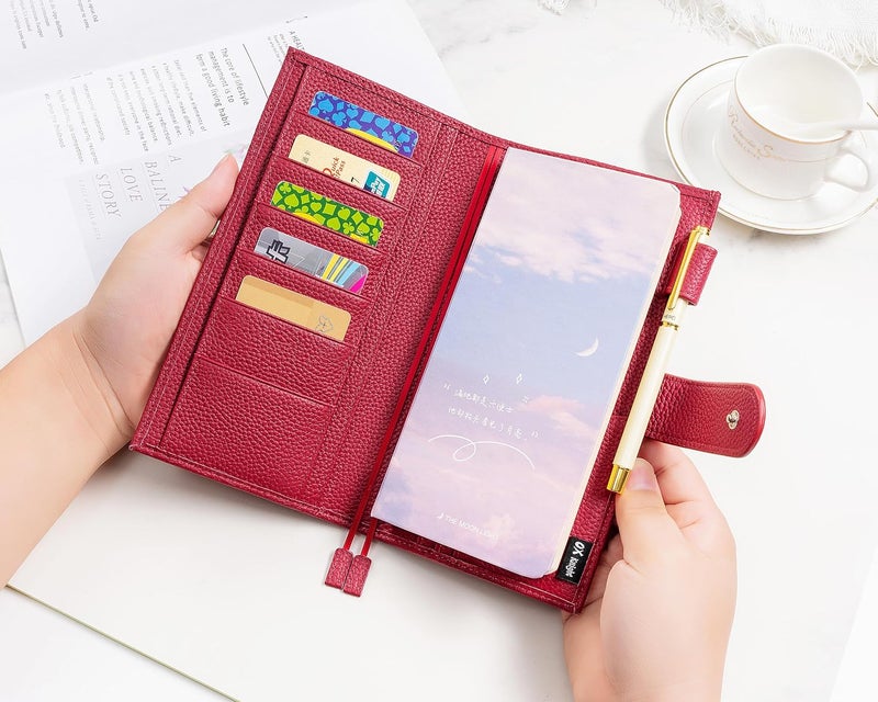 Ox Knight Leather Cover for Hobonichi Weeks/Weeks Mega - with Pen Loop, Card Slots, Back Pocket, and Bookmarks (Red) - Image 4